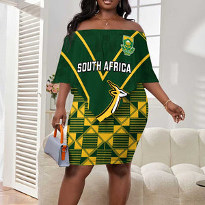 Custom South Africa Rugby Off Shoulder Short Dress Go Champions Springboks LT14