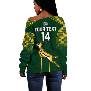 Custom South Africa Rugby Off Shoulder Sweater Go Champions Springboks