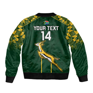 Custom South Africa Rugby Sleeve Zip Bomber Jacket Go Champions Springboks