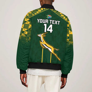 Custom South Africa Rugby Sleeve Zip Bomber Jacket Go Champions Springboks