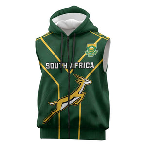 Custom South Africa Rugby Sleeveless Zip Hoodie Go Champions Springboks - African Pride