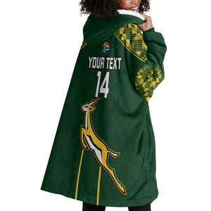 Custom South Africa Rugby Wearable Blanket Hoodie Go Champions Springboks