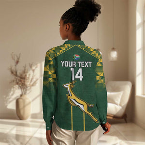 Custom South Africa Rugby Women Casual Shirt Go Champions Springboks