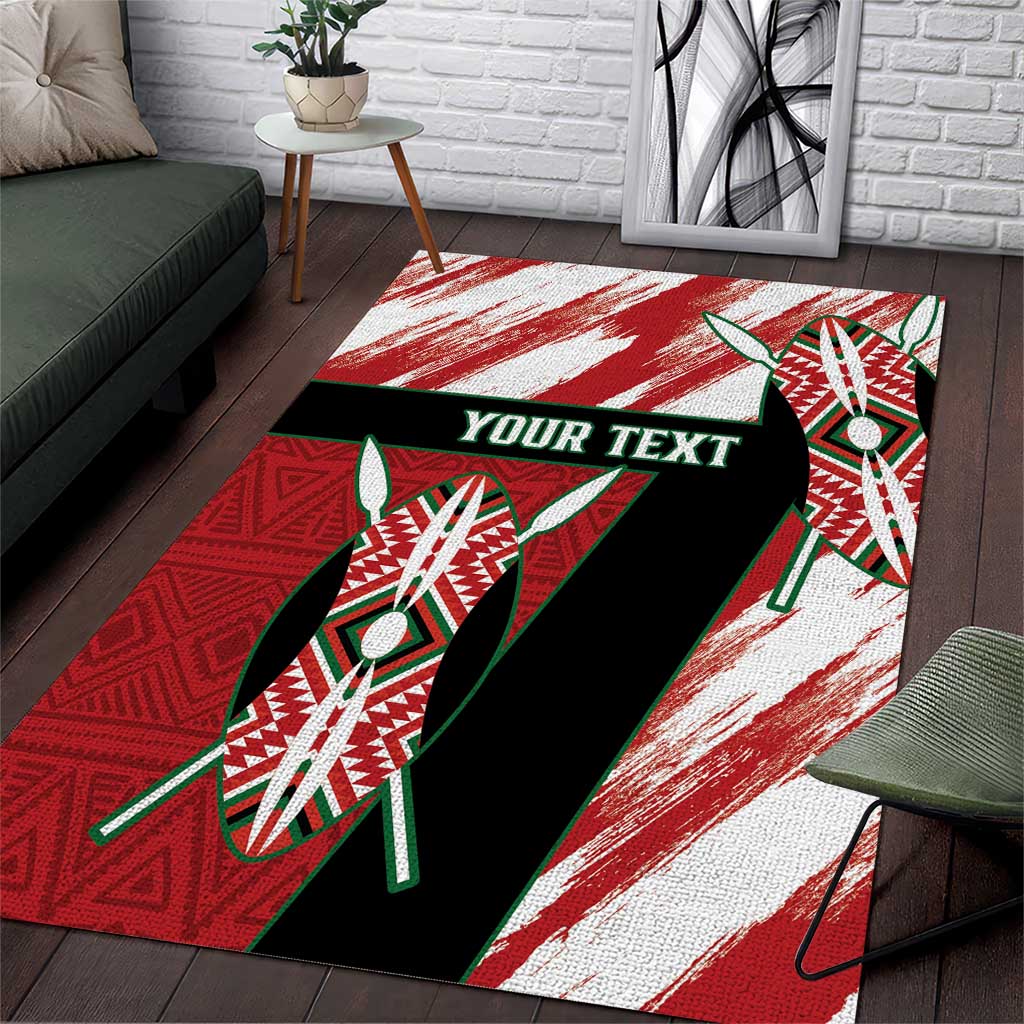 Custom Kenya Rugby Sevens Area Rug Maasai Shield With African Pattern