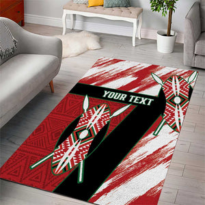 Custom Kenya Rugby Sevens Area Rug Maasai Shield With African Pattern