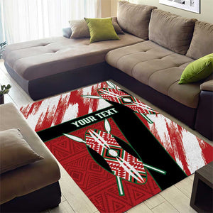 Custom Kenya Rugby Sevens Area Rug Maasai Shield With African Pattern