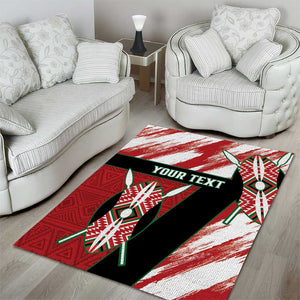 Custom Kenya Rugby Sevens Area Rug Maasai Shield With African Pattern