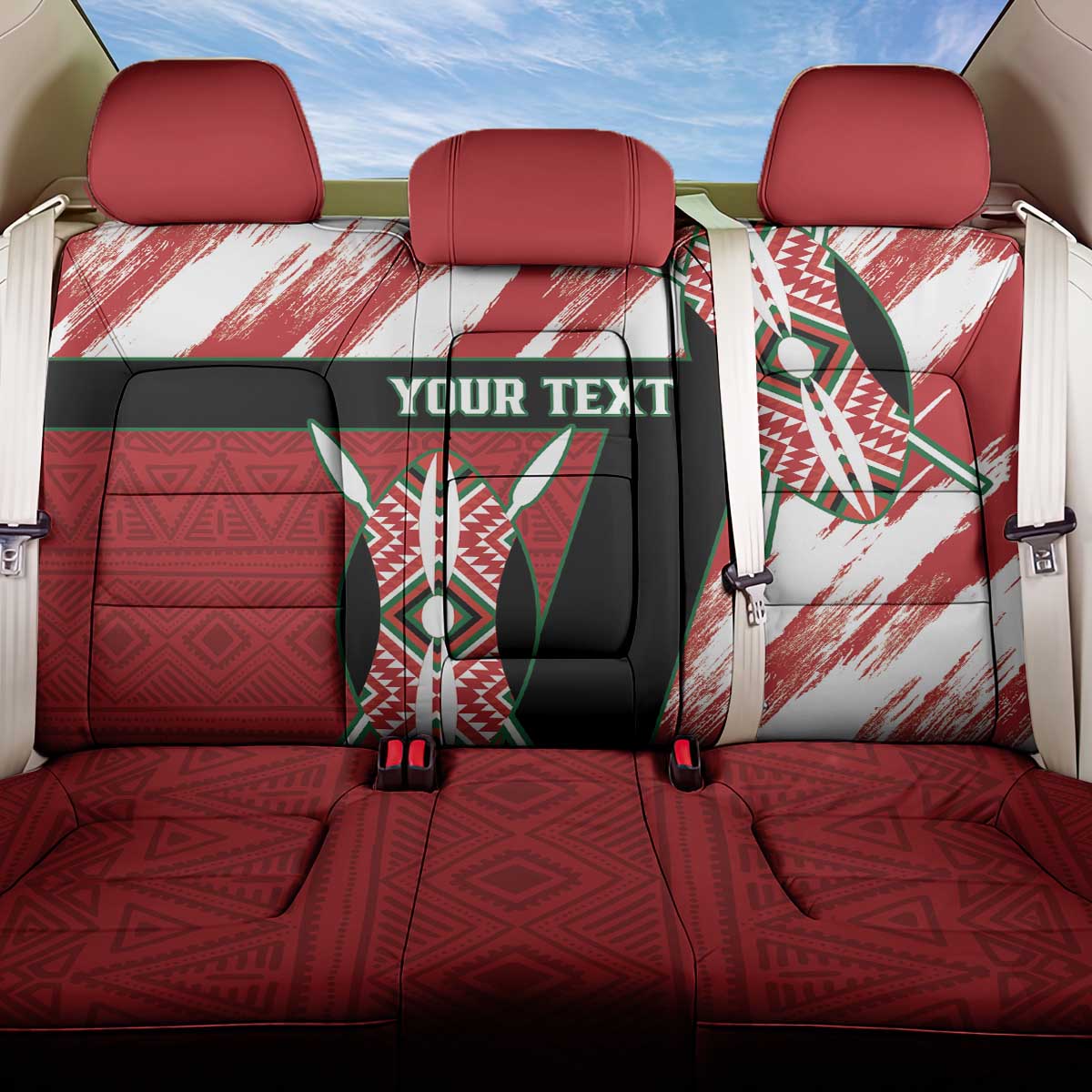 Custom Kenya Rugby Sevens Back Car Seat Cover Maasai Shield With African Pattern