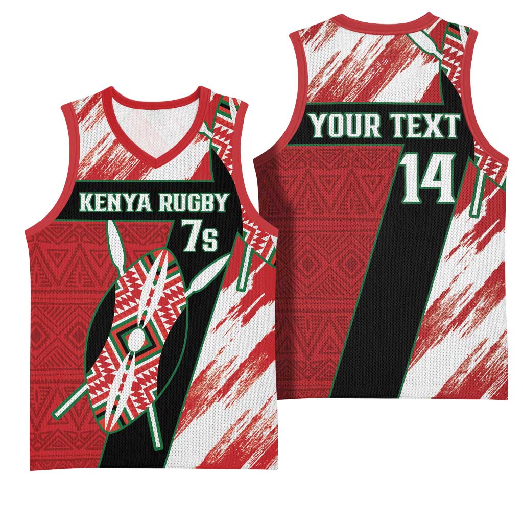 Custom Kenya Rugby Sevens Basketball Jersey Maasai Shield With African Pattern LT14