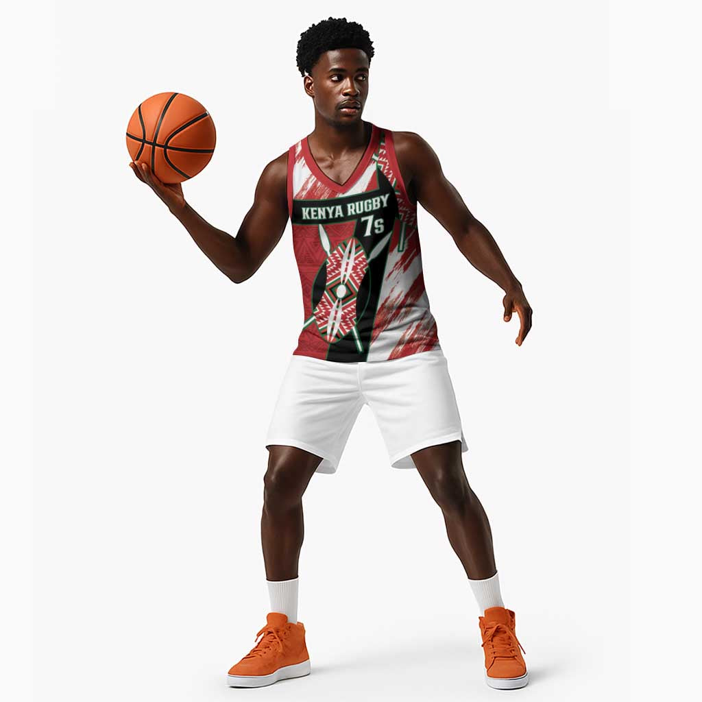 Custom Kenya Rugby Sevens Basketball Jersey Maasai Shield With African Pattern LT14