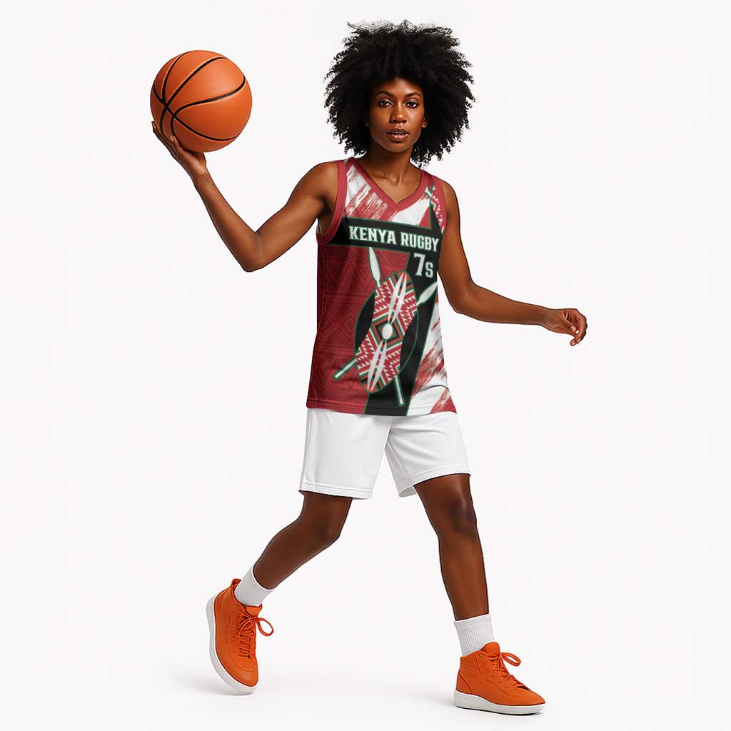 Custom Kenya Rugby Sevens Basketball Jersey Maasai Shield With African Pattern LT14