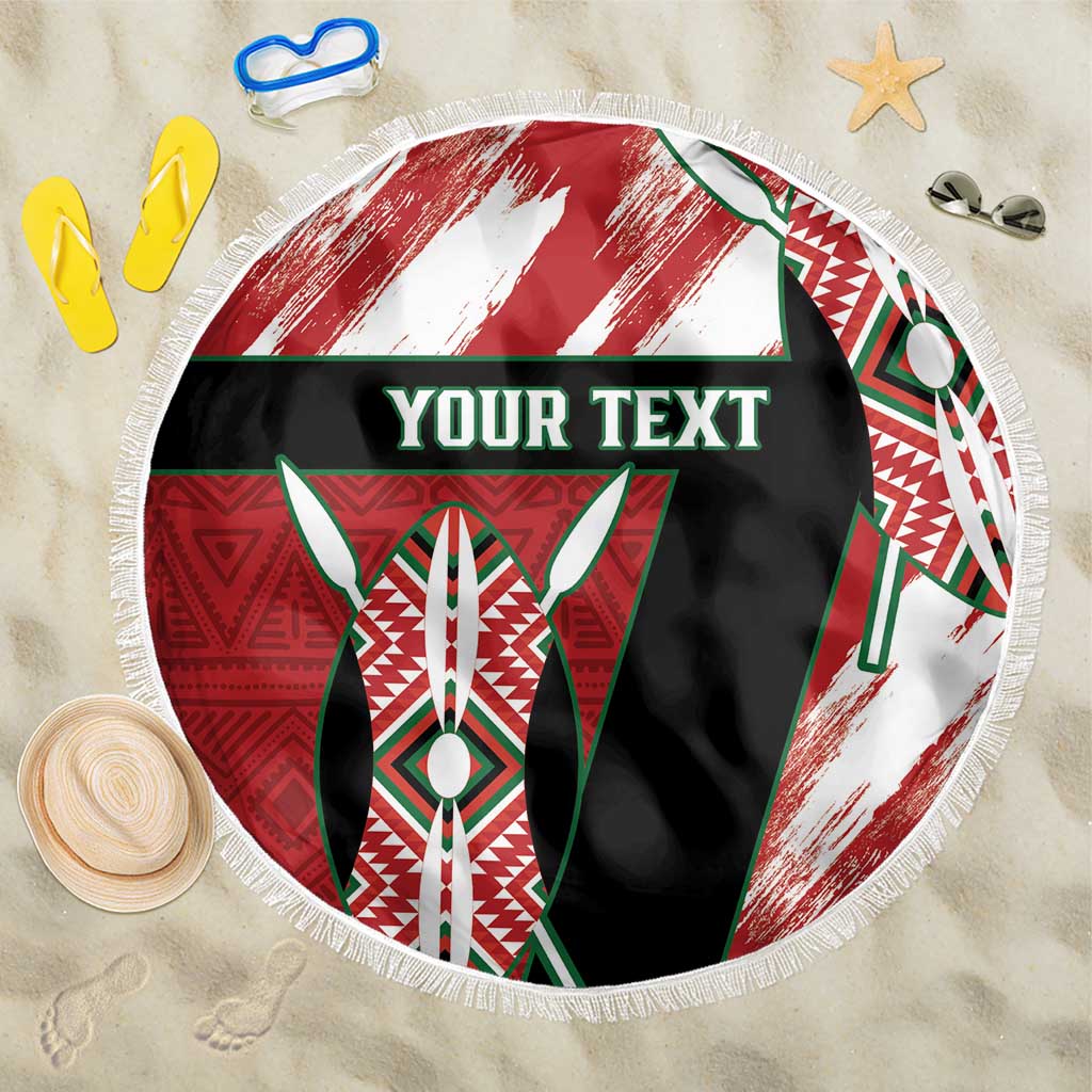 Custom Kenya Rugby Sevens Beach Blanket Maasai Shield With African Pattern