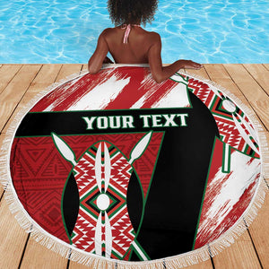 Custom Kenya Rugby Sevens Beach Blanket Maasai Shield With African Pattern