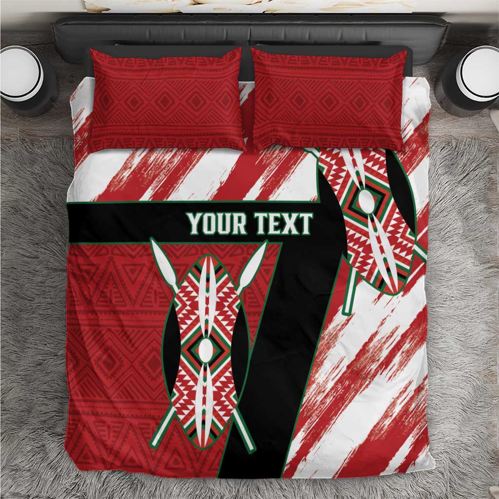 Custom Kenya Rugby Sevens Bedding Set Maasai Shield With African Pattern