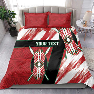 Custom Kenya Rugby Sevens Bedding Set Maasai Shield With African Pattern