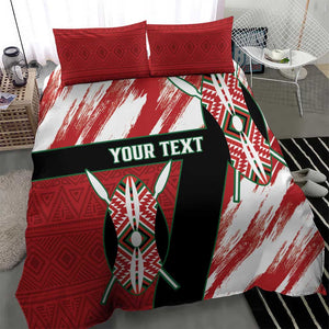 Custom Kenya Rugby Sevens Bedding Set Maasai Shield With African Pattern