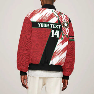 Custom Kenya Rugby Sevens Bomber Jacket Maasai Shield With African Pattern