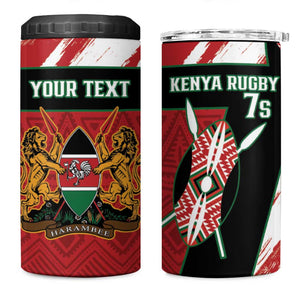 Custom Kenya Rugby Sevens 4 in 1 Can Cooler Tumbler Maasai Shield With African Pattern