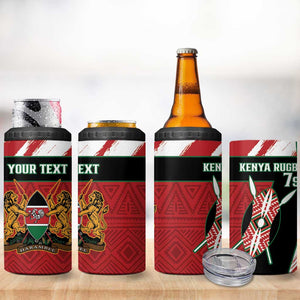 Custom Kenya Rugby Sevens 4 in 1 Can Cooler Tumbler Maasai Shield With African Pattern