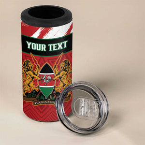 Custom Kenya Rugby Sevens 4 in 1 Can Cooler Tumbler Maasai Shield With African Pattern