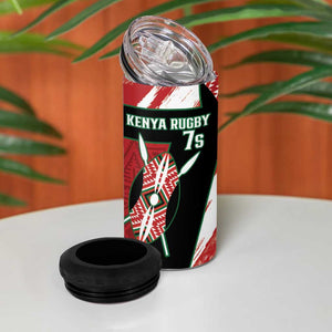 Custom Kenya Rugby Sevens 4 in 1 Can Cooler Tumbler Maasai Shield With African Pattern