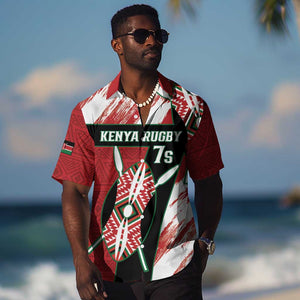 Custom Kenya Rugby Sevens Hawaiian Shirt Maasai Shield With African Pattern