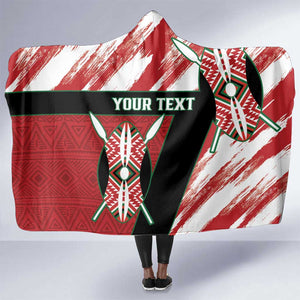 Custom Kenya Rugby Sevens Hooded Blanket Maasai Shield With African Pattern