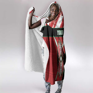 Custom Kenya Rugby Sevens Hooded Blanket Maasai Shield With African Pattern