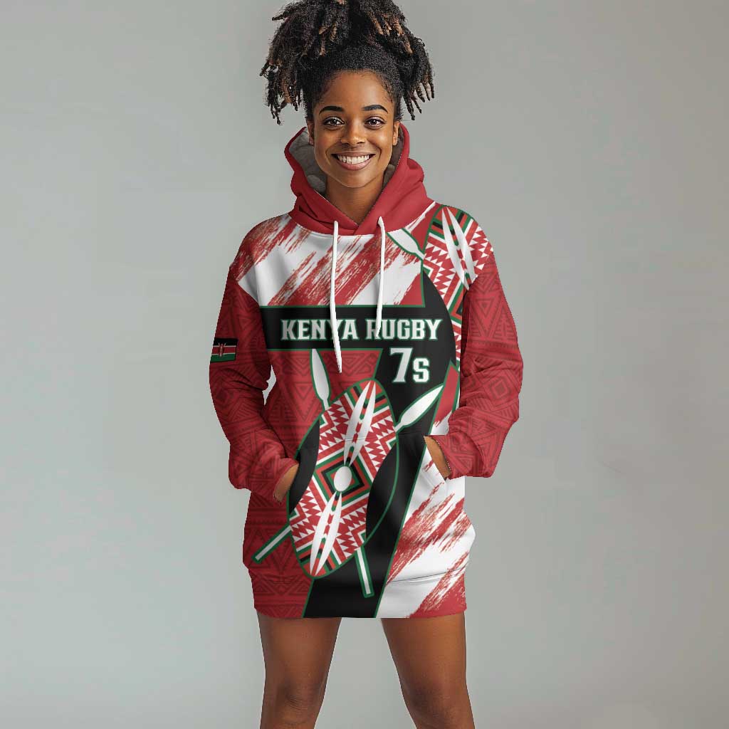 Custom Kenya Rugby Sevens Hoodie Dress Maasai Shield With African Pattern