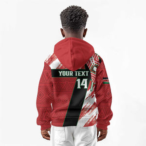 Custom Kenya Rugby Sevens Kid Hoodie Maasai Shield With African Pattern