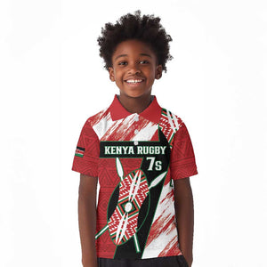 Custom Kenya Rugby Sevens Kid Polo Shirt Maasai Shield With African Pattern