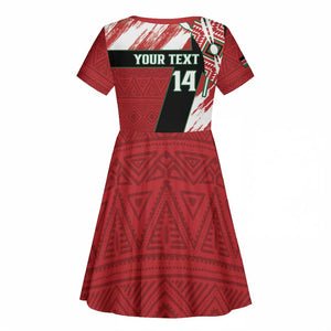 Custom Kenya Rugby Sevens Kid Short Sleeve Dress Maasai Shield With African Pattern