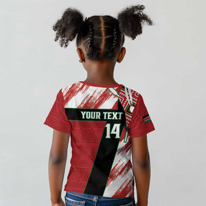 Custom Kenya Rugby Sevens Kid T shirt Maasai Shield With African Pattern