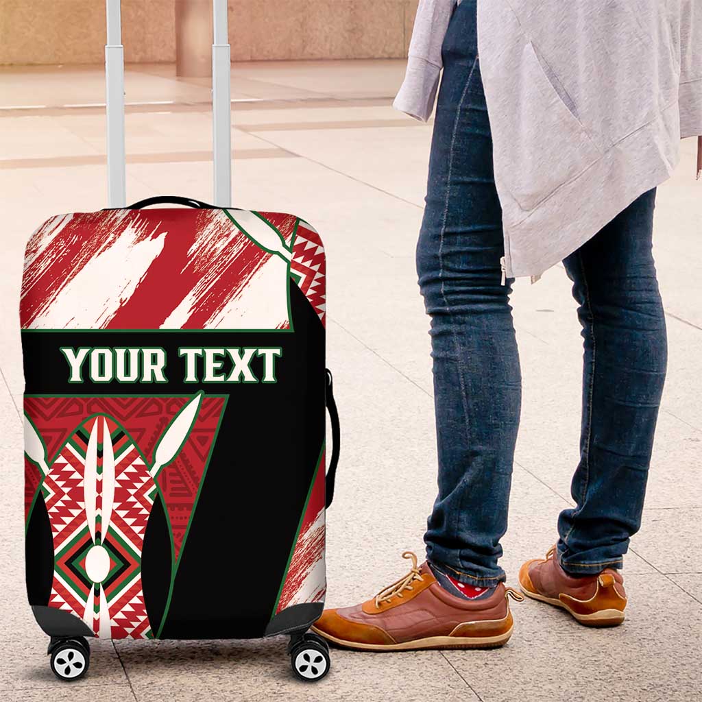 Custom Kenya Rugby Sevens Luggage Cover Maasai Shield With African Pattern