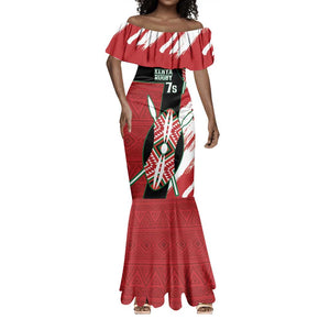 Custom Kenya Rugby Sevens Mermaid Dress Maasai Shield With African Pattern