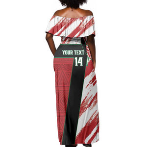 Custom Kenya Rugby Sevens Off Shoulder Maxi Dress Maasai Shield With African Pattern