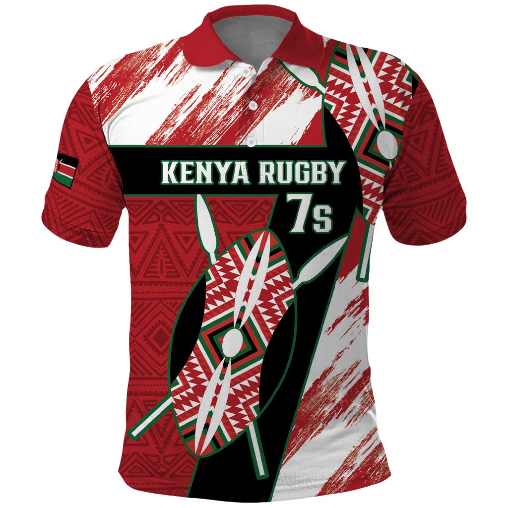 Custom Kenya Rugby Sevens Polo Shirt Maasai Shield With African Pattern