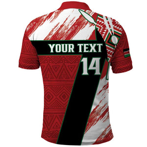 Custom Kenya Rugby Sevens Polo Shirt Maasai Shield With African Pattern