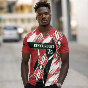 Custom Kenya Rugby Sevens Polo Shirt Maasai Shield With African Pattern