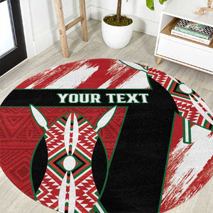 Custom Kenya Rugby Sevens Round Carpet Maasai Shield With African Pattern