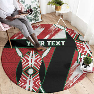 Custom Kenya Rugby Sevens Round Carpet Maasai Shield With African Pattern