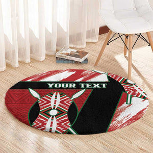 Custom Kenya Rugby Sevens Round Carpet Maasai Shield With African Pattern