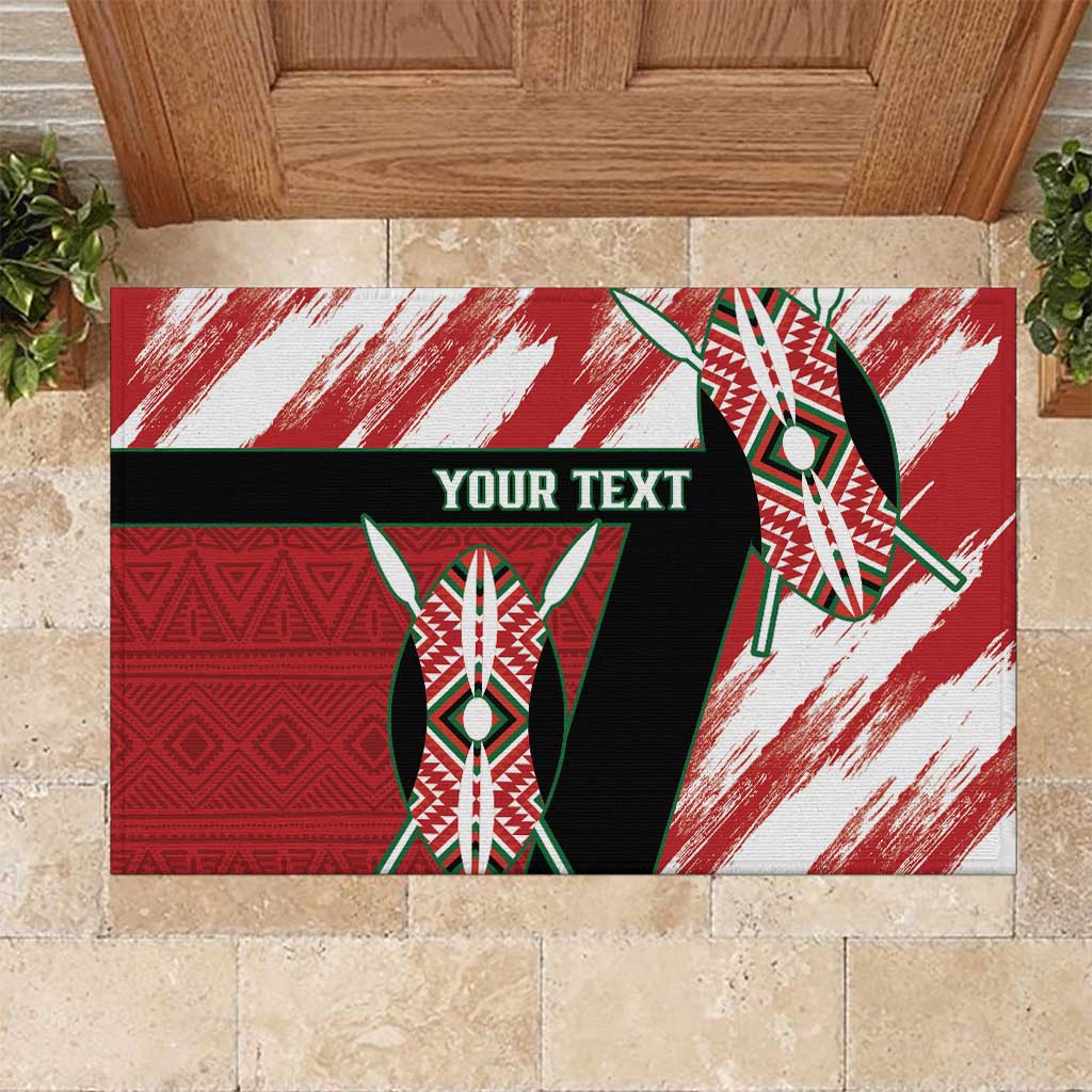 Custom Kenya Rugby Sevens Rubber Doormat Maasai Shield With African Pattern