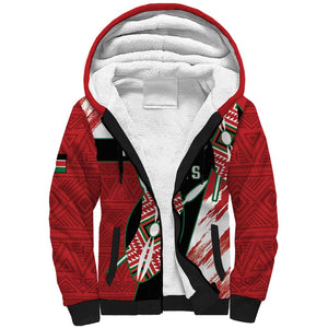 Custom Kenya Rugby Sevens Sherpa Hoodie Maasai Shield With African Pattern