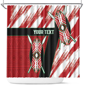 Custom Kenya Rugby Sevens Shower Curtain Maasai Shield With African Pattern