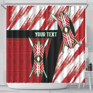 Custom Kenya Rugby Sevens Shower Curtain Maasai Shield With African Pattern