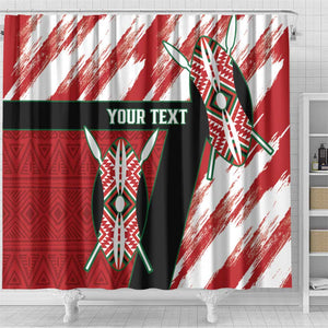 Custom Kenya Rugby Sevens Shower Curtain Maasai Shield With African Pattern