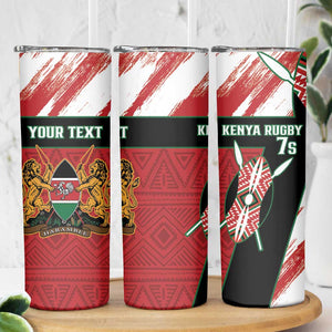 Custom Kenya Rugby Sevens Skinny Tumbler Maasai Shield With African Pattern