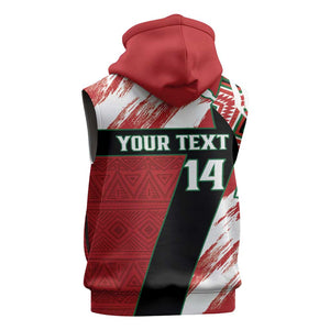 Custom Kenya Rugby Sevens Sleeveless Zip Hoodie Maasai Shield With African Pattern - African Pride