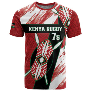 Custom Kenya Rugby Sevens T shirt Maasai Shield With African Pattern